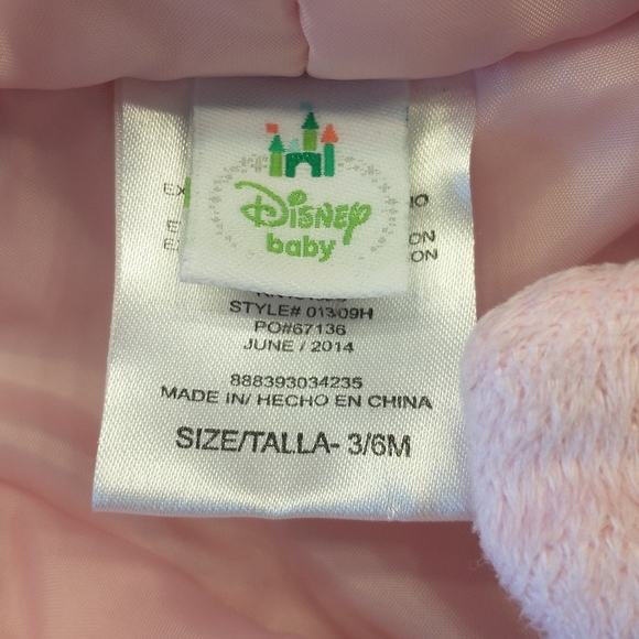 Disney Baby Pink Minnie Mouse Snowsuit One Piece Hooded Pram Size 3 to 6 Months - Picture 3 of 12